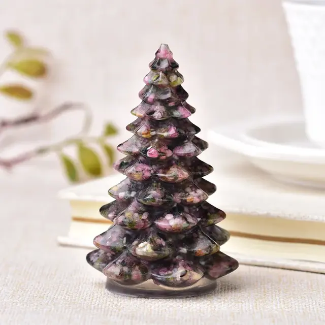Ornamentos de Resina Natural com Pedra Preciosa para Decoração de Natal e Presentes Artesanais