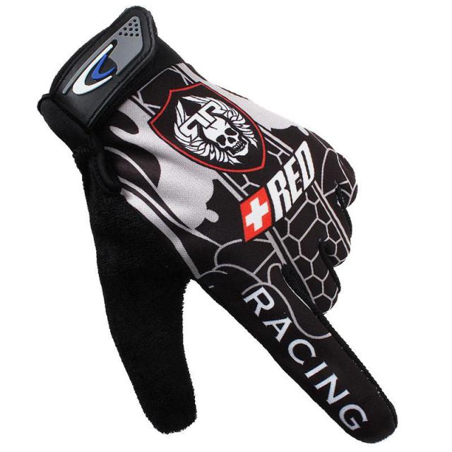 Luvas de Ciclismo e Motocicleta com Estampa de Crânio de Lobo - Antiderrapantes, Touchscreen e Respiráveis para Todas as Cores e Estações