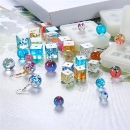 SNASAN-Molde De Silicone para Fazer Jóias, Molde De Resina Epóxi, Contas De Bola Com Furo, Feito À Mão, 6 Compartimento, 12mm, 16mm - Image 2