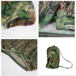 Ao ar livre ghillie terno camuflagem roupas de caça selva cs formação folhas roupas sniper capa completa ternos caça - Image 5