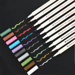Alta qualidade 10 cores de arte metálica marcadores caneta diy artesanato macio escova caneta escola escritório estudante material arte - Image 6