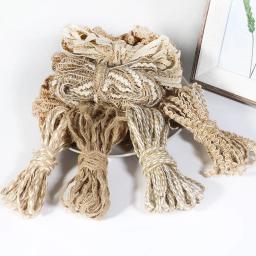Fio de juta para decoração, 5m natural corda de serapilheira para festa de casamento, fita de renda para artesanato diy, decoração de casa, festival, embalagem de recortes - Image 6