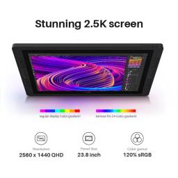 Kamvas Pro 24 Huion Mesa Digitalizadora Tablet Gráfico Display 23.8 Polegada Desenho Monitor Anti-Glare QHD Tela Caneta Display 120% s RGB Dual Touch Bar - Image 4