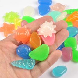 20 pçs colorido luminoso cascalho brilho no tanque de peixes escuro aquário rochas pedra luminosa seixos jardim ao ar livre decoração para casa - Image 2
