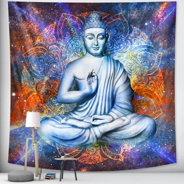 Tapete de Mandala Boêmia com Estampa de Buda para Decoração e Meditação em Casa