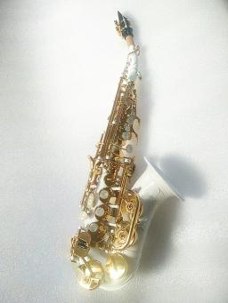 Saxofone soprano curvo, Sax branco acessórios completos, alta qualidade, novo - Image 4