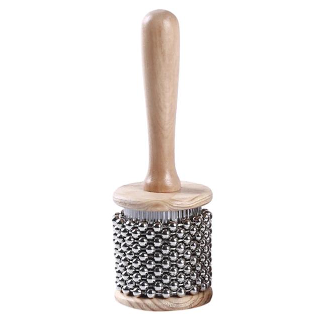 Mini instrumento de percussão educacional para bebês: chocalho e kabassa para estimular a musicalidade e a coordenação motora.