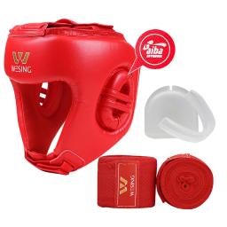 Wesing IBA Head Guard com Tooth Guard Handwraps, Boxe Profissional Atletas Treinamento Competição, Bandagens Boca - Image 1