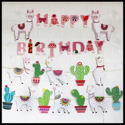 Decoração de festa temática de lhama, banners de feliz aniversário, balões de folha de alpaca, aniversário infantil, chá de bebê, adereços de cabine de foto de lhama - Image 2