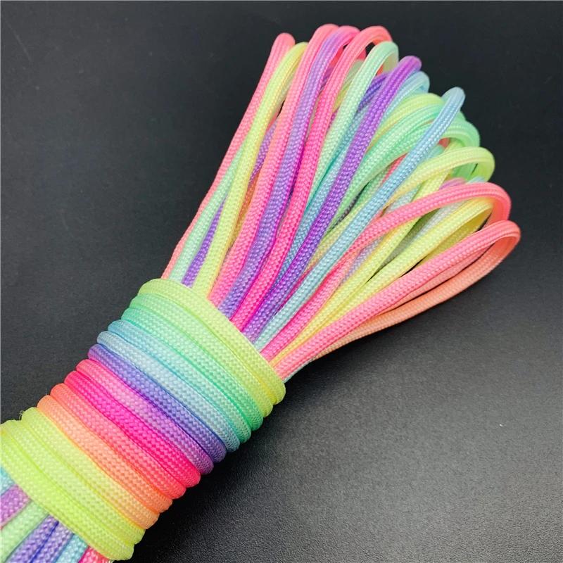Corda Parachute Corda para Escalada, Equipamento de Sobrevivência Camping, Pulseira Paracord, Cores do Arco-Íris, III, 7 Strand, 5 Jardas, 4mm - Image 1