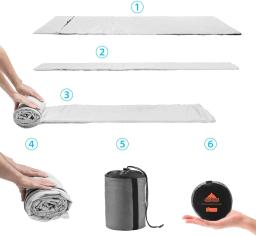 Flanela aquecida saco de dormir forro com saco de compressão, ultra leve, acampamento ao ar livre, viagem lençol, interface USB, quente, saco - Image 6