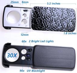 Lupa LED iluminada para joalheiros, lupa de olho iluminada, gemas jóias, pedras, selos, moedas, 30x, 60x, 90x - Image 3