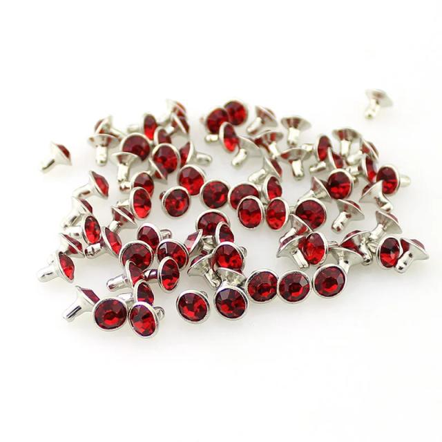 Strass Coloridos e Rebites para Couro - Acessórios DIY para Roupas e Decorações de Sacos, 7mm, 100 Conjuntos por Lote