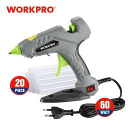 WORKPRO 60W Pistola de Cola Hot Pistola de Silicone Hot Melt Pistola com 20pcs Premium Cola Varas para Artesanato DIY Artes Ferramentas DIY - Image 1