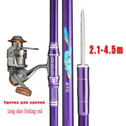 Vara de pesca do mar do carbono roxo, pólo giratório telescópico, tiro longo, 2.1m, 3.6m, 3.9m, 4.2m, 4.5m - Image 1