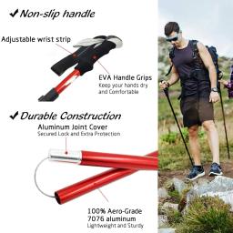 Auminum liga telescópica ultraleve trekking pólo anti choque caminhada dobrável vara - Image 5