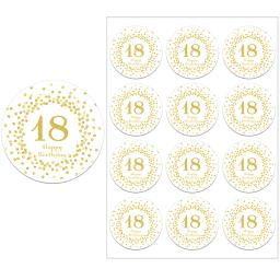 Adesivos decorativos para festa de feliz aniversário 18., decoração de festa infantil, adulto, 18 anos, bar, mitzvah, etiquetas com selo, adesivo de ouro. - Image 5