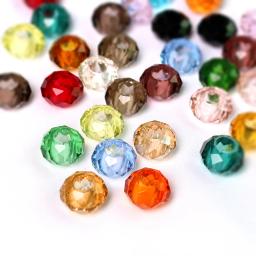 Contas de cristal com furo grande 8x14mm, contas espaçadoras redondas com vidro facetado para pulseiras de enfeite, faça você mesmo atacado a granel - Image 1
