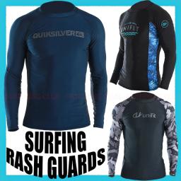 Os homens rash guards praia mangas compridas surf natação camisas superiores esportes aquáticos ginásio wetsuits secagem rápida proteção uv rápido-seco! - Image 1