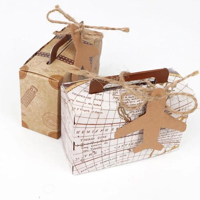 Mini Mala de Papel Kraft para Doces e Presentes Temáticos de Viagem - Ideais para Casamentos, Chuveiros de Bebê e Aniversários