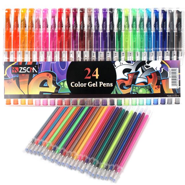 Canetas Gel Coloridas com Bolsa de Lona - Tip Glitter para Crianças e Adultos, Ideal para Livros de Colorir (12, 24 ou 100 Cores)