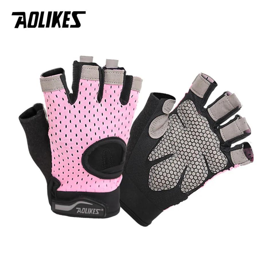 Luva de academia aolikes, luvas de silicone antiderrapante para academia, levantamento de peso, com envoltório para o pulso, para treino de crossfit, para homens e mulheres - Image 1