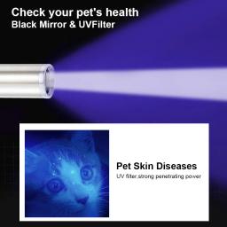 UV lâmpada de madeira veterinária, Pet fungo detecção, lanterna impermeável, pele luz ultravioleta, gato musgo tinea, espelho preto, 365 - Image 3