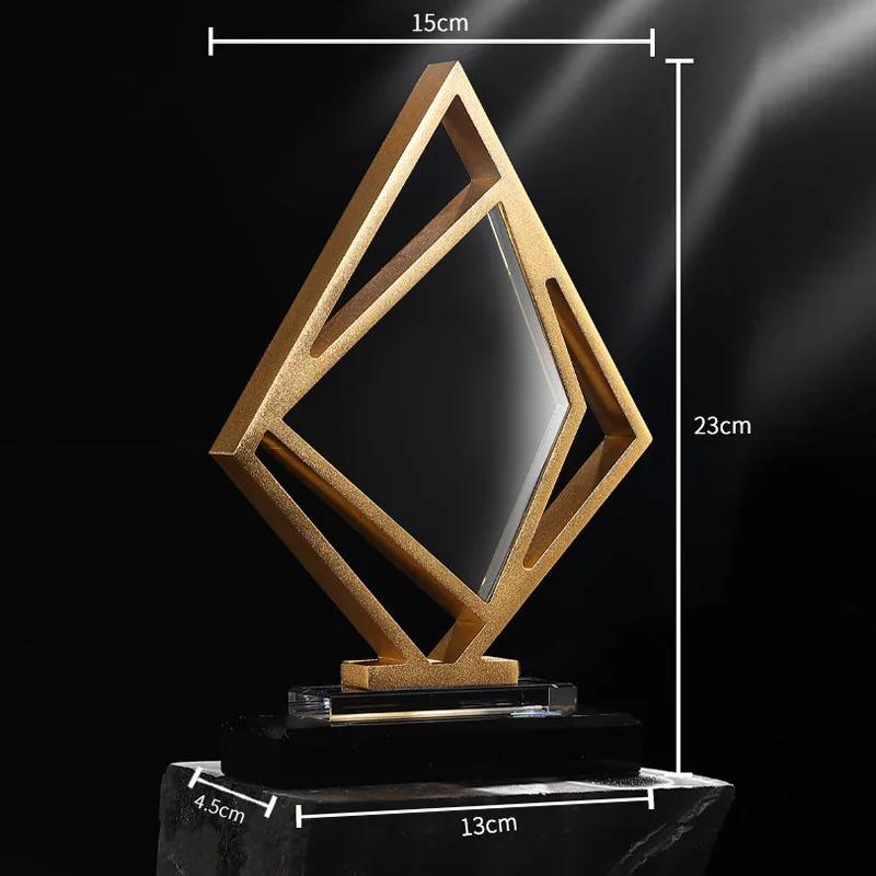 Personalizado Personalizado Metal Geométrico Forma Base De Cristal Troféu, Galvanoplastia Prêmio De Ouro, Lembrança Do Evento, Decoração De Casa - Image 1