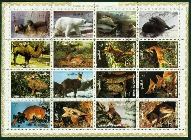 Conjunto de 16 Selos Postais de Animais Selvagens da Umgawan para Coleta