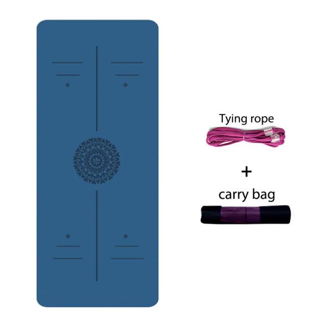 Tapete de Yoga TPE Dupla Camada com Marcação para Iniciantes - Ideal para Exercícios em Casa, Fitness, Ginástica e Pilates, 6mm