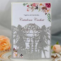 Convites e cartões de presente personalizados, 50 peças, festa de aniversário, faça você mesmo, fada, borboleta - Image 2