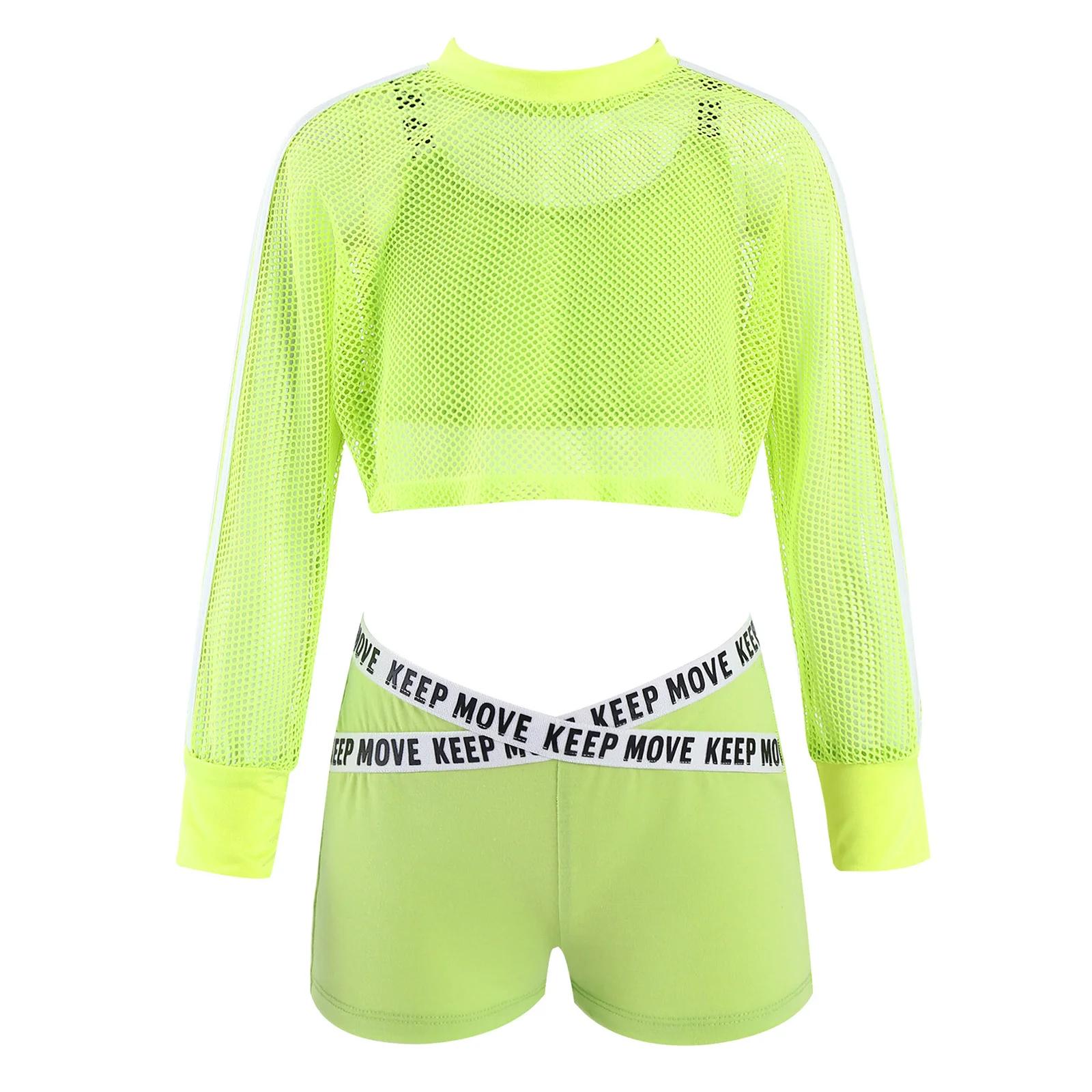 Roupa de Dança Respirável Menina, Legal, Hip Hop, Treino, Curto, Blusa Líquida, Regata, Conjunto Boyshorts, Jazz, Fantasia de Street Dance, 3pcs - Image 1