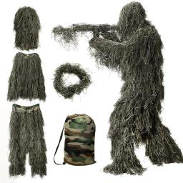 Tático 3D Ghillie Terno Deserto Camuflagem Selva Floresta Travestimento Neve 4 PCS Terno de Atirador Biônico - Image 3