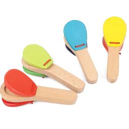 Montessori Wooden Orff Percussão Instrumento, Bebê Castanholas, Hand Clappers, Brain Game, Brinquedos Educativos, Handle, 1Pc - Image 3
