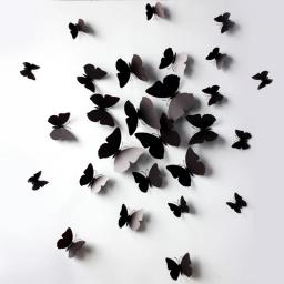 Branco 3D borboleta adesivos de parede, decalque 3D com ímã, arte criativa, animais adesivos de parede, decoração do quarto DIY, 12pcs - Image 2