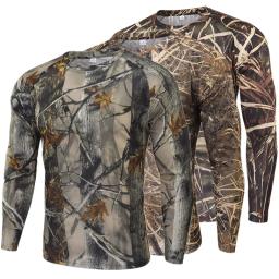 Camiseta camuflada militar para acampamento, camiseta masculina de secagem rápida para caça, camisa com estampa camuflada do exército, camiseta fitness tática de caminhadas ao ar livre - Image 1