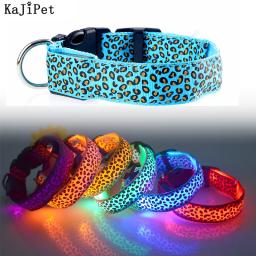 Leopard levou coleira luminosa, ajustável, brilhante, para animal de estimação, segurança noturna, nylon, brilhante - Image 1