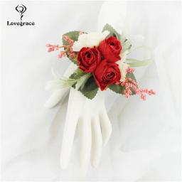 Pulseira madrinha corsage, bracelete de seda com rosas e flores, pulseira feminina, para casamentos, artesanatos - Image 6