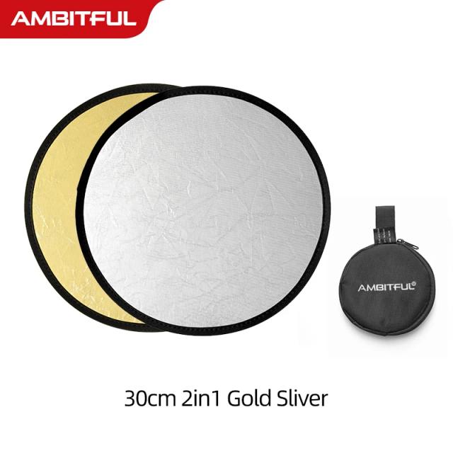 Refletor Ambitful 2 em 1 para Ambientes Internos e Externos, 30cm em Prata Dourada e Branco de Alta Qualidade