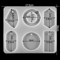 Conjunto de molde de silicone para colar com pingente, 6 designs, chaveiro, resina epóxi, faça você mesmo, ferramenta de fazer joias, acessórios, 1 peça - Image 2