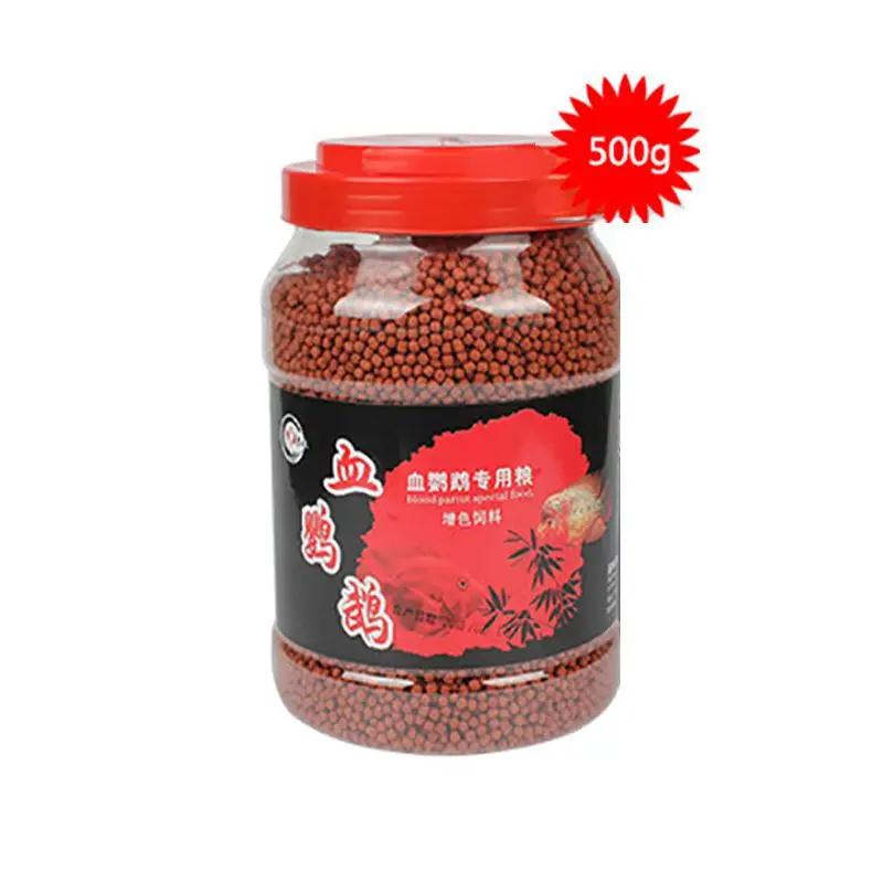 Comida de peixe papagaio-sangue flutua na água, vermelho intenso, instantâneo de coloração rápida, ração tropical, 500g por garrafa - Image 1