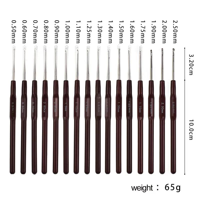 Conjunto de agulhas de crochê em plástico com 16 peças, conjunto de agulhas de tricô, ergonômico, com aderência, 0.5mm-2.5mm, 16 tamanhos, frete grátis - Image 1