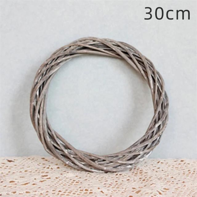 Grinalda de Vime Cinza para Decoração - Guirlanda de 15 a 30 cm com Flores Artificiais e Secas, Ideal para Artesanato e Acessórios