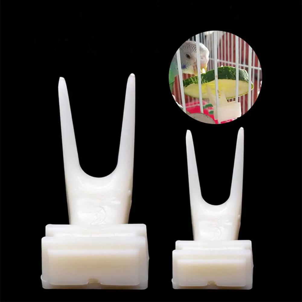 Novo 1 pçs pássaros papagaios frutas garfo para animais de estimação suprimentos plástico suporte de alimentos prateleira alimentação na gaiola suprimentos para animais de estimação frutas lanches garfo - Image 1
