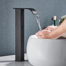 Sensor inteligente torneira da bacia do banheiro deck montado curto/alta tipo de controle mão automática água quente e fria torneiras misturadoras guindaste - Image 3