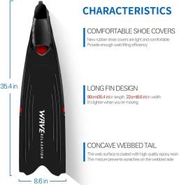 Profissional Freediving Fins Flippers, PP TPR Scuba, esportes aquáticos antiderrapantes, snorkel, Long Diving Fin, novo - Image 3