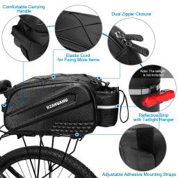 Lixada-Bicicleta Traseira Rack Bag, Refletivo, Impermeável, Ciclismo Bagagem, Tronco Da Bicicleta, Assento Traseiro, Saco De Armazenamento, Sacos De Ombro, 10L, 8L - Image 4