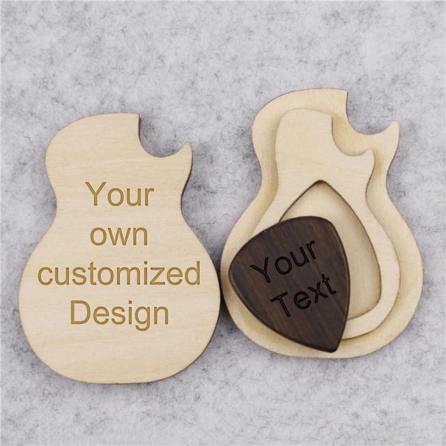 Caixa Personalizada para Picaretas de Guitarra em Madeira - Presente Exclusivo e Gravável para o Dia dos Namorados
