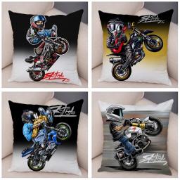 Capa de almofada da motocicleta dos desenhos animados decoração esportes radicais fronha macio pelúcia móvel bicicleta travesseiro para o sofá casa crianças quarto - Image 2