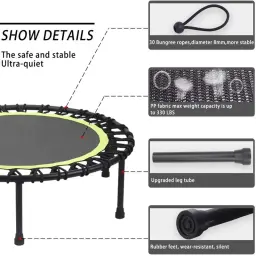 Mini trampolim de fitness para adultos, cama de salto silenciosa, trampolins elásticos, exercício aeróbico, interior e exterior, 40 ", 400bls - Image 4